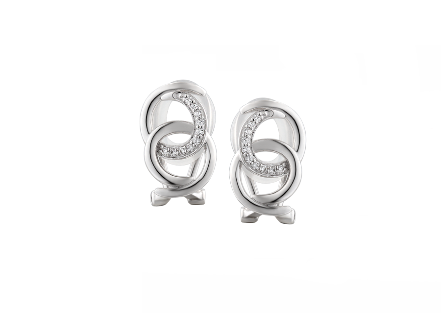 Silver Cubic Zirconia Linked Circle Clip On Earrings