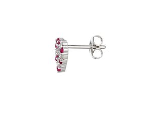 Silver Ruby and Cubic Zirconia Heart Earrings