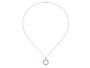 Silver Ruby and Cubic Zirconia Circle Necklace