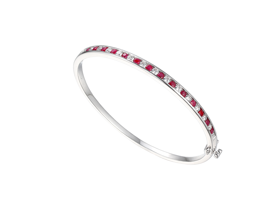 Silver and Ruby Bangle