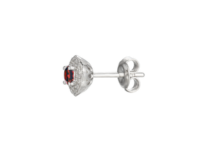Silver Ruby and Cubic Zirconia Halo Earrings