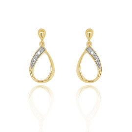 9ct Gold Diamond Teardrop Earrings