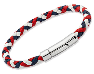 Red, White and Blue Leather Bracelet