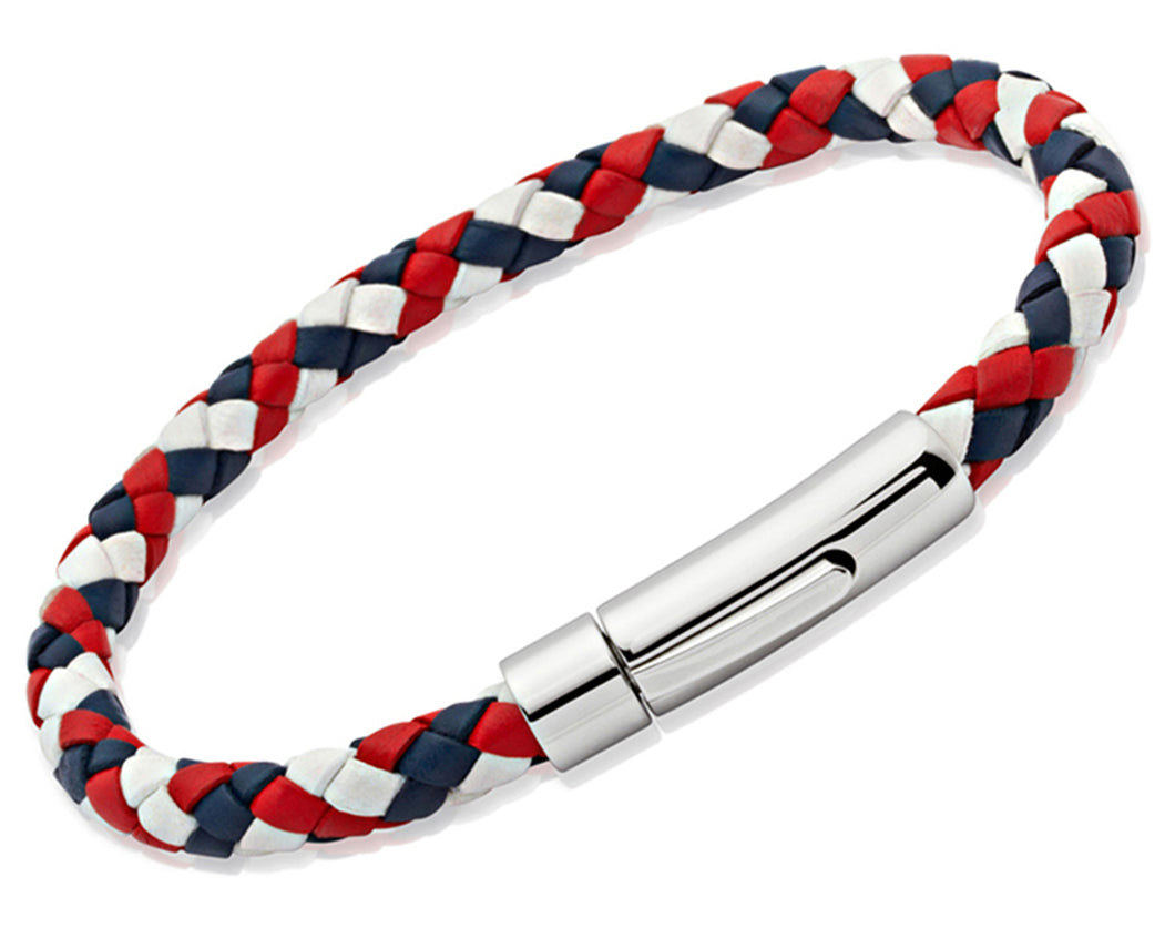 Red, White and Blue Leather Bracelet