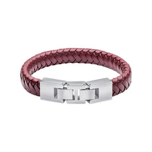 Load image into Gallery viewer, Fred Bennett Stainless Steel Burgundy Leather Large Clasp Bracelet
