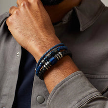 Load image into Gallery viewer, Fred Bennet Stainless SteelUltra Thin Blue Braided Leaher Bracelet
