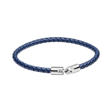 Load image into Gallery viewer, Fred Bennet Stainless SteelUltra Thin Blue Braided Leaher Bracelet
