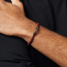 Load image into Gallery viewer, Fred Bennett Stainless Steel Burgundy Leather Bracelet
