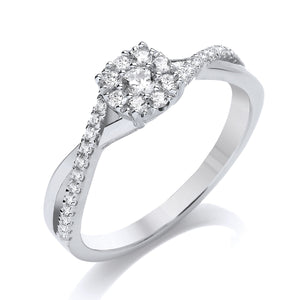 Platinum Diamond Twist Shoulder Ring