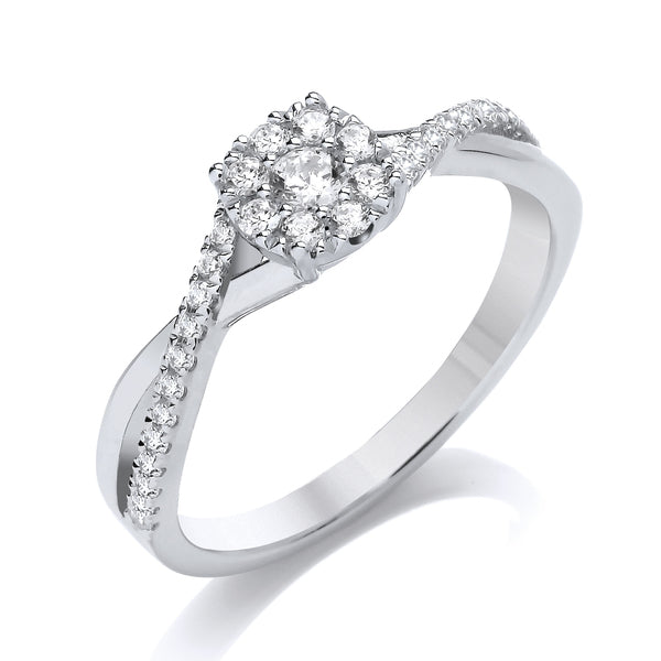 Platinum Diamond Twist Shoulder Ring