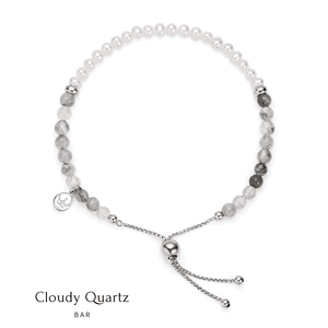 Jersey Pearl Sky Bar Bracelet - Coudy Quartz