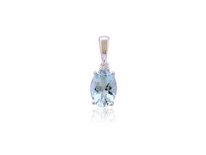 9ct White Gold Aquamarine and Diamond Necklace