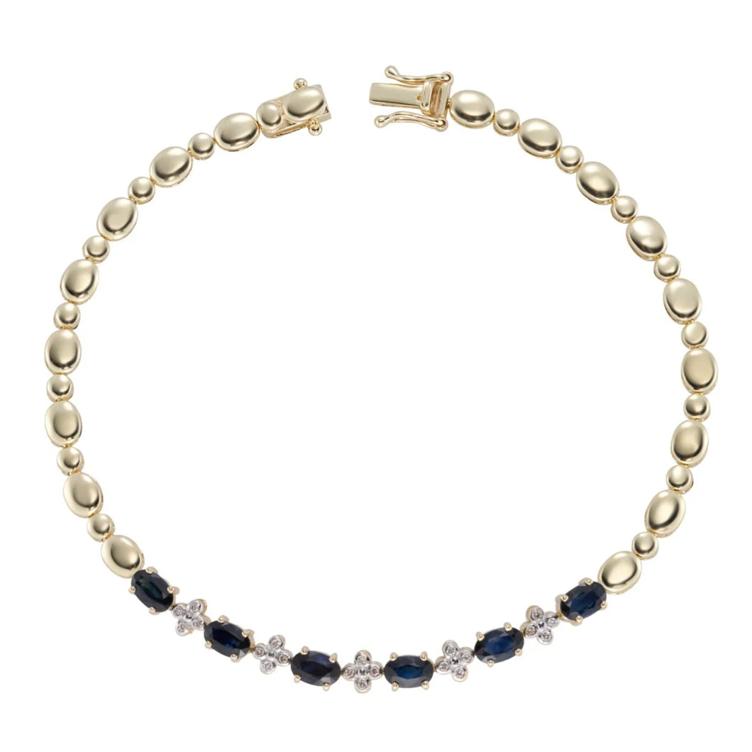 9ct Gold Sapphire and Diamond Bracelet