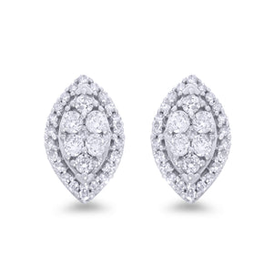 9ct White Gold Diamond Marquise Earrings