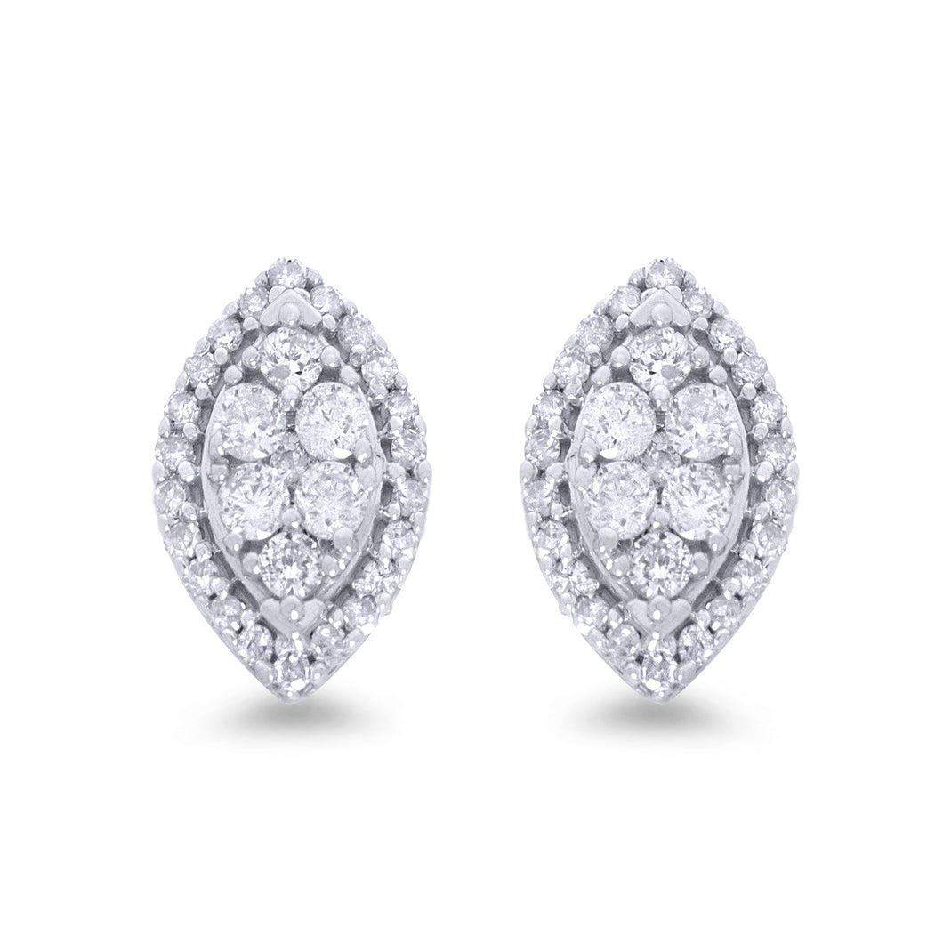 9ct White Gold Diamond Marquise Earrings