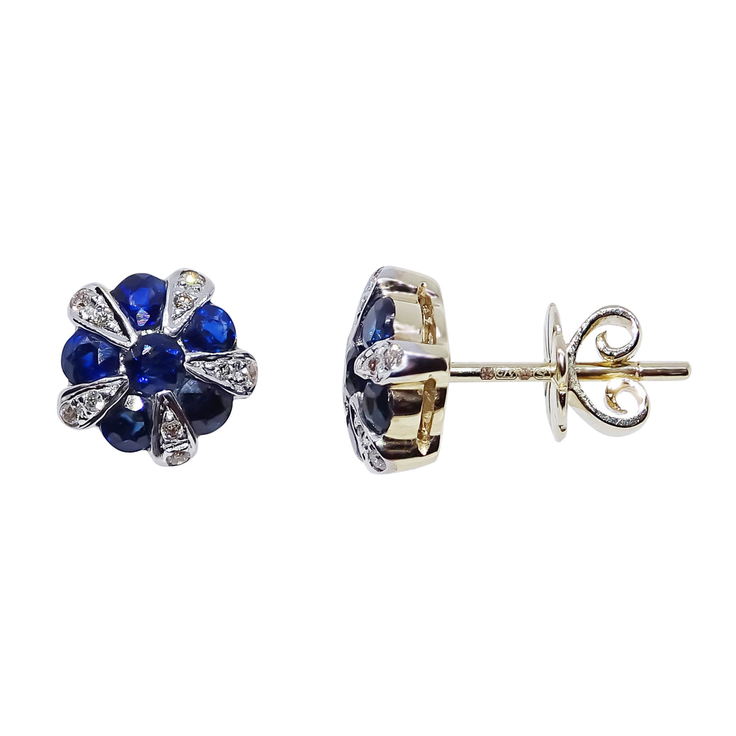 9ct Gold Sapphire and Diamond Earrings