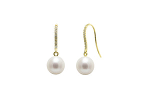 18ct Gold Diamond and Pearl Drop Earrings