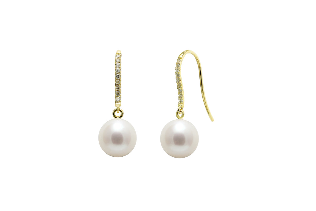 18ct Gold Diamond and Pearl Drop Earrings