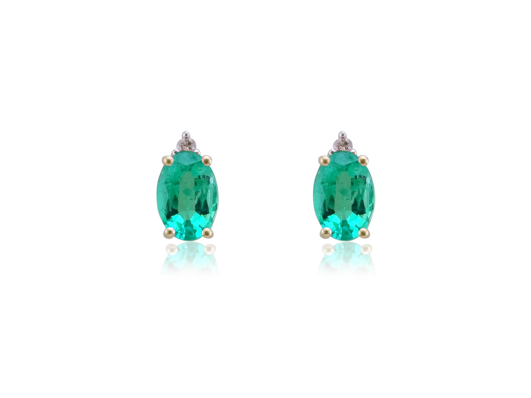 9ct Gold Emerald and Diamond Earrings