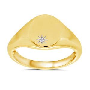 9ct Gold Diamond Ladies Signet Ring