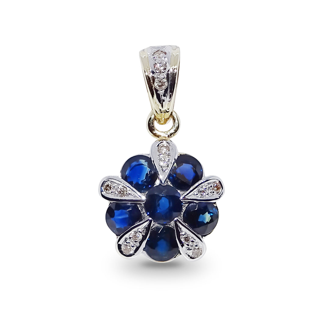 9ct Gold Sapphire and Diamond Pendant