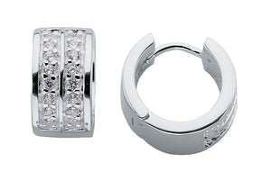 Silver and Cubic Zirconia Huggie Hoops