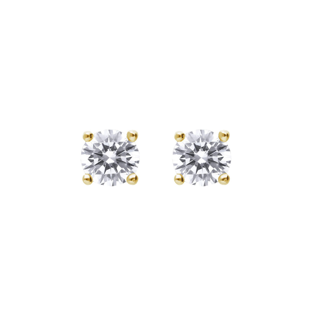 Diamonfire Cubic Zirconia Gold Plated Studs 4mm