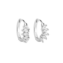Load image into Gallery viewer, Silver Five Stone Marquise Cluster Hoops
