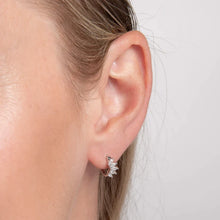 Load image into Gallery viewer, Silver Five Stone Marquise Cluster Hoops
