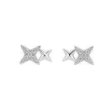 Load image into Gallery viewer, Silver CZ  Double Star Stud Earrings
