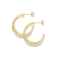9ct Gold Bead Twist Hoop Earrings