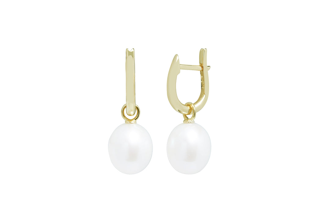 9ct Gold Freshwater Pearl Huggie Earrings