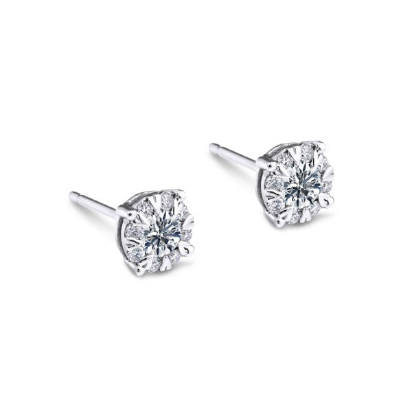 9ct White Gold Diamond Cluster Earrings