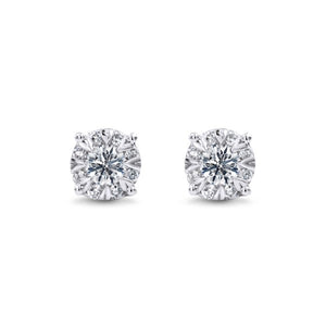 9ct White Gold Diamond Cluster Earrings