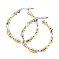 9ct Yellow and White Gold Twist Hoops