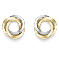 9ct Yellow and White Gold Large Knot Studs