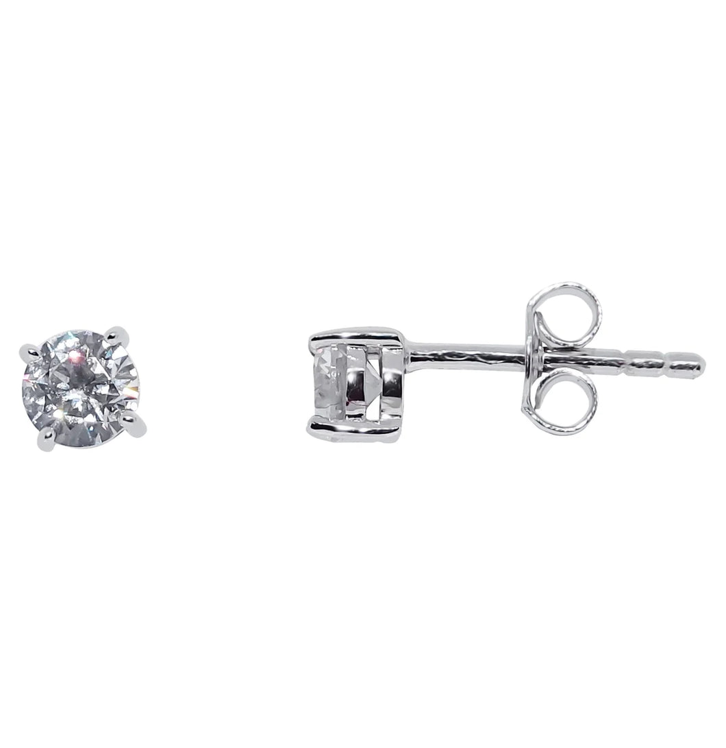 9ct White Gold Cubic Zirconia 4mm Stud Earrings