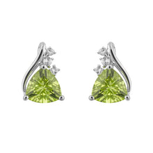 Load image into Gallery viewer, 9ct White Gold Peridot and White Topaz Earrings
