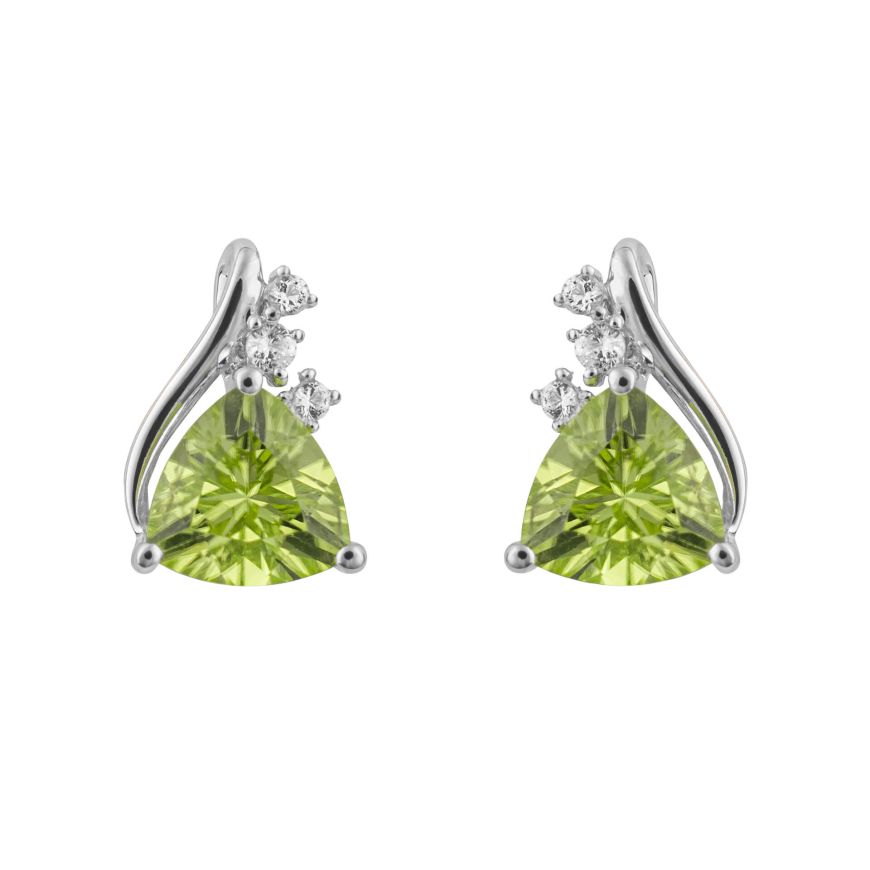 9ct White Gold Peridot and White Topaz Earrings