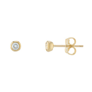 9ct Gold Cubic Zirconia Rub Over Studs