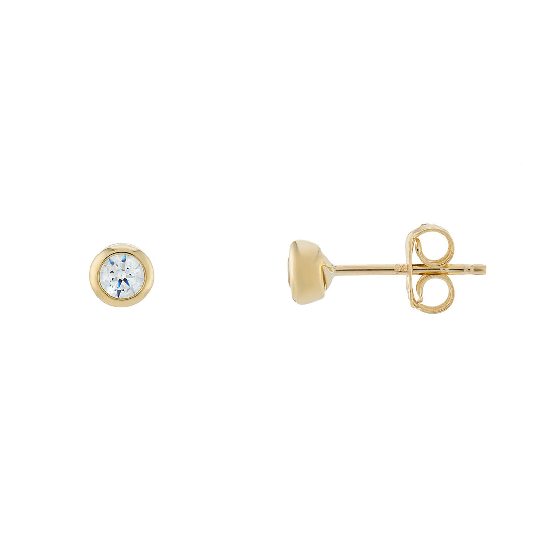 9ct Gold Rub Over Cubic Zirconia Stud Earrings