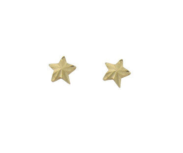 9CT yellow gold diamond cut star stud earrings