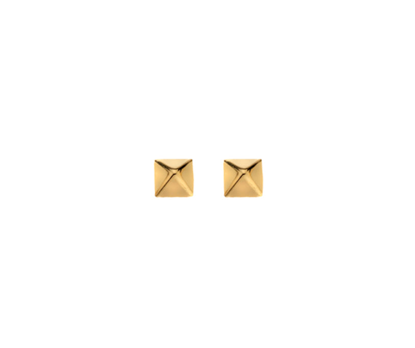 9CT yellow gold pyramid stud earrings