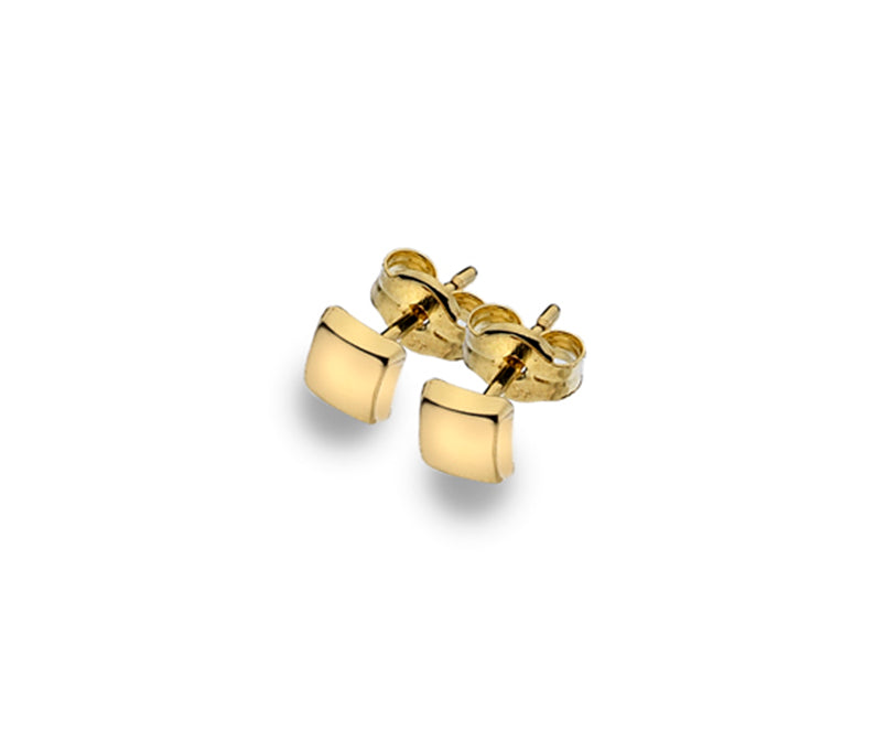 9ct yellow gold square polished 4mm stud earrings