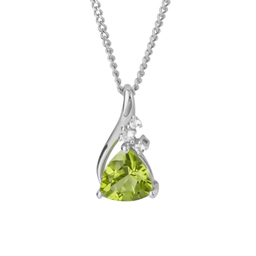 9ct White Gold Peridot and White Topaz Necklace
