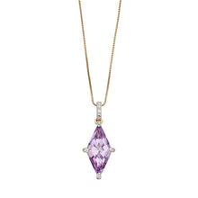 Load image into Gallery viewer, 9ct Gold Amethyst and Diamond Kite Necklace

