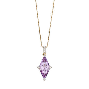 9ct Gold Amethyst and Diamond Kite Necklace