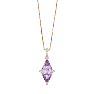 9ct Gold Amethyst and Diamond Kite Necklace