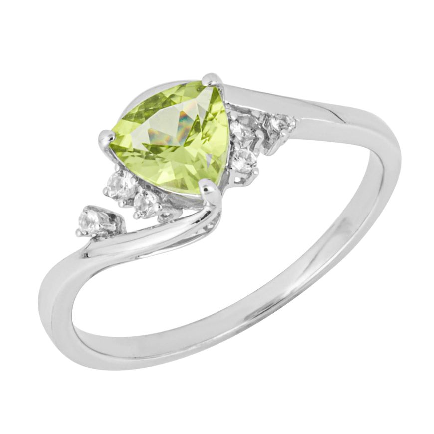 9ct White Gold Peridot and White Topaz Ring