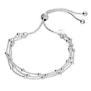 Three row silver bead bracelet